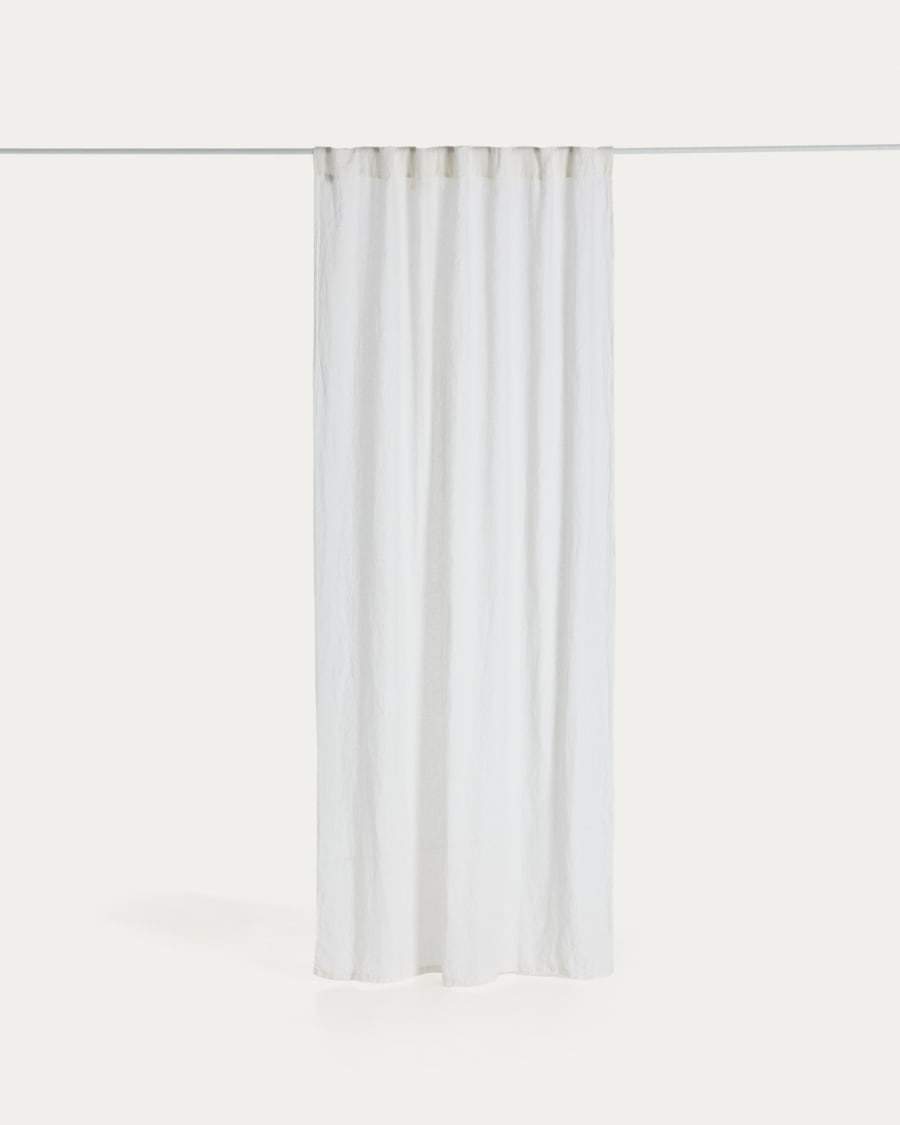 Vorhang Nolira aus Baumwolle und Leinen in Ecru 140 x 270 cm