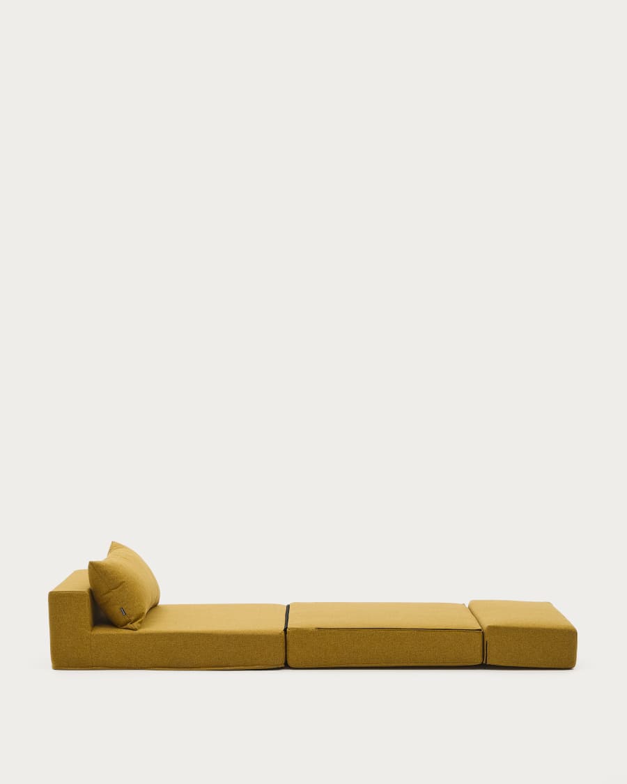 Arty mustard -coloured, convertible pouffe/bed 70 x 89 (200) cm