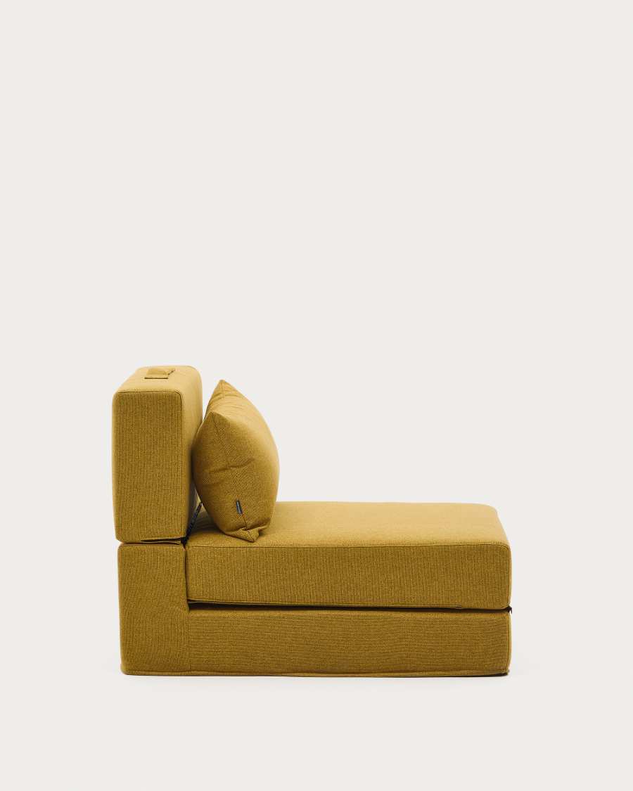 Arty mustard -coloured, convertible pouffe/bed 70 x 89 (200) cm