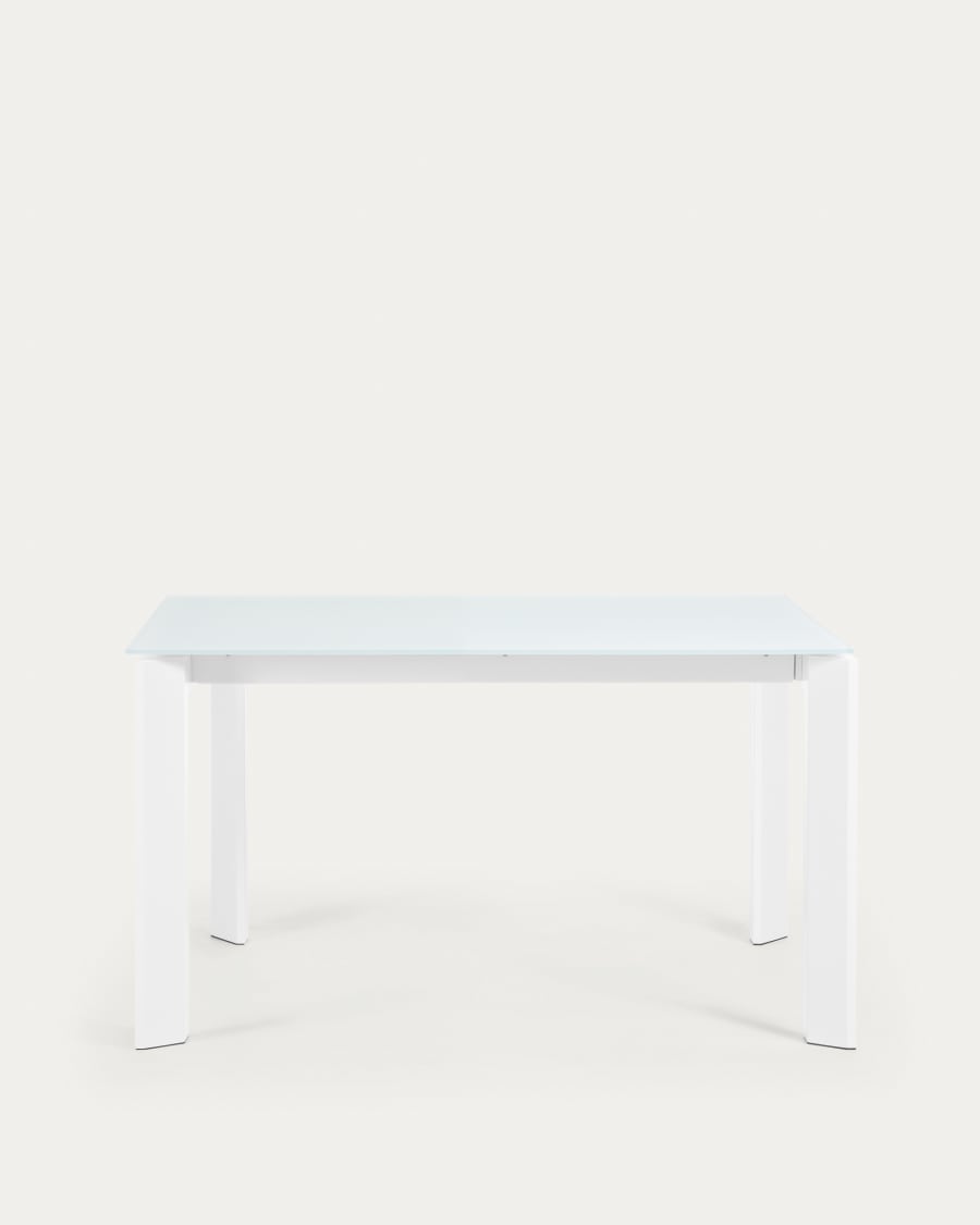Axis white glass extendable table with white steel legs 140 (200) cm