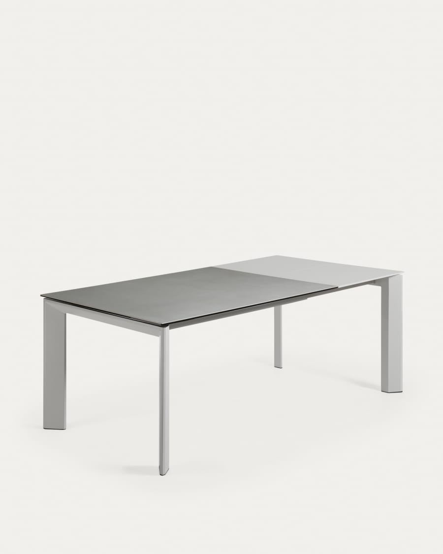 Axis porcelain extendable table in Hydra Lead finish with grey steel legs 140 (200) cm