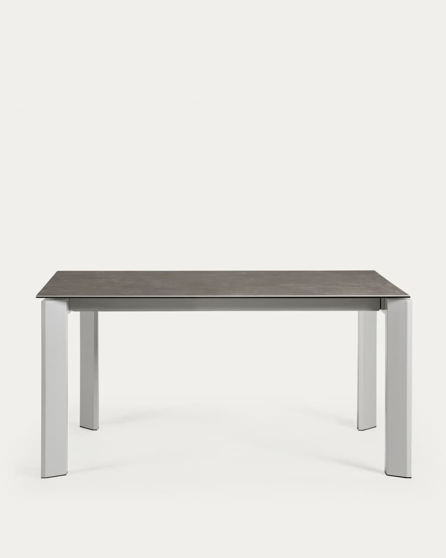 Axis extendable ceramic table with Vulcano Ceniza finish and grey steel legs 160 (220) cm