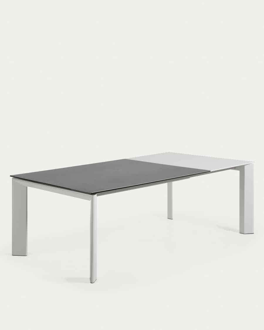 Axis porcelain extendable table in Volcano Rock finish with grey legs 160 (220) cm