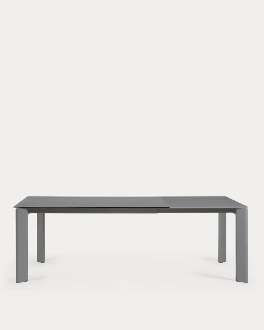 Axis extendable porcelain table with Volcano Rock finish and dark grey legs, 160 (220) cm