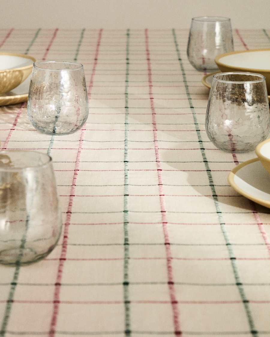 Aldelie multicoloured 100% cotton jacquard tablecloth 150 x 250cm