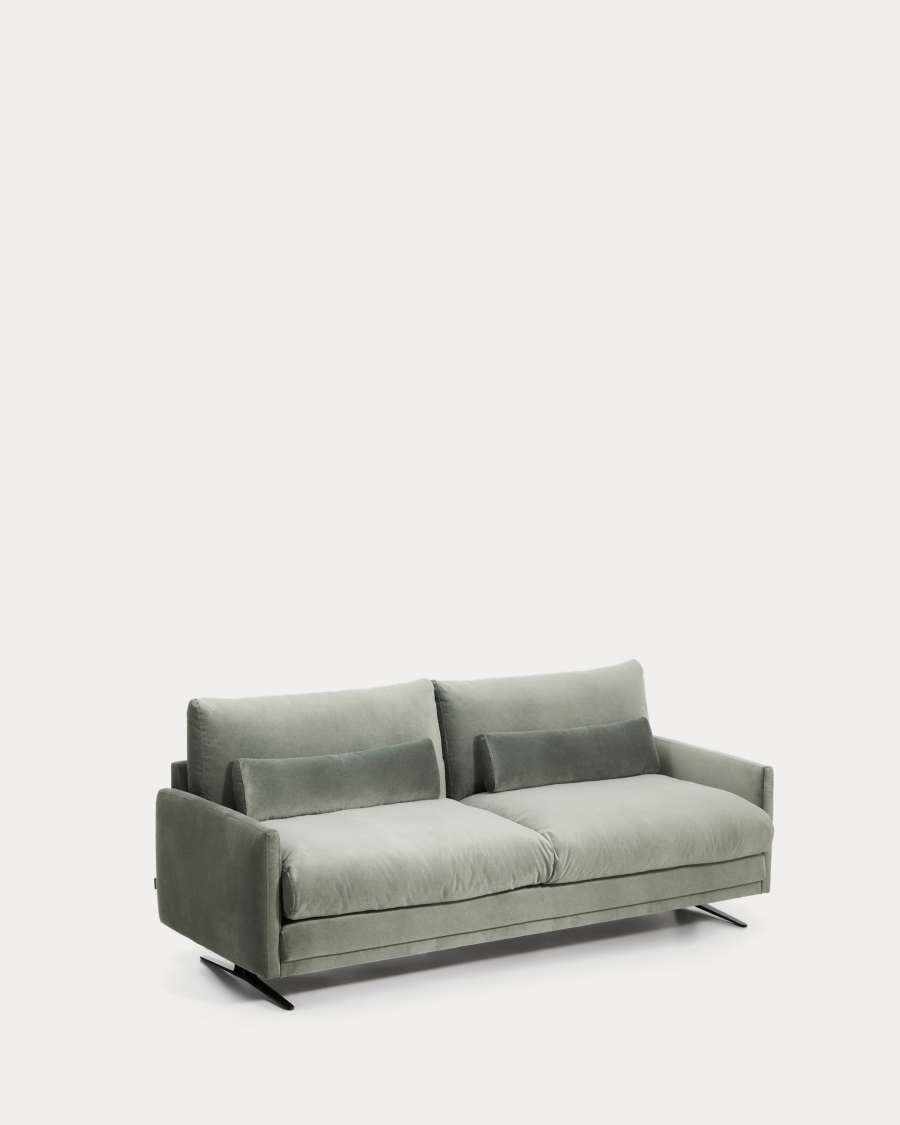 Veliro green velvet 2-seater sofa with steel legs in black finish 210cm FSC Mix Credit