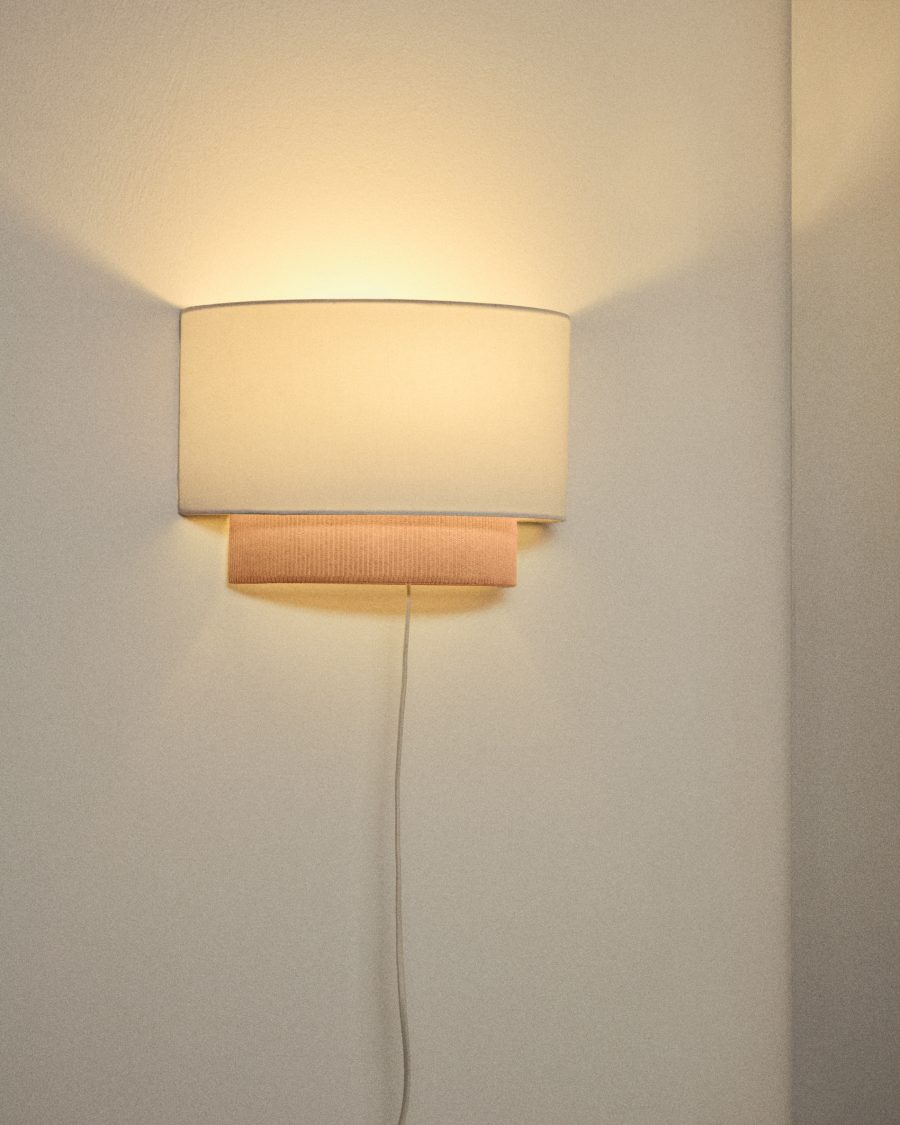 Bianella cotton and beige corduroy wall light Ø 40cm