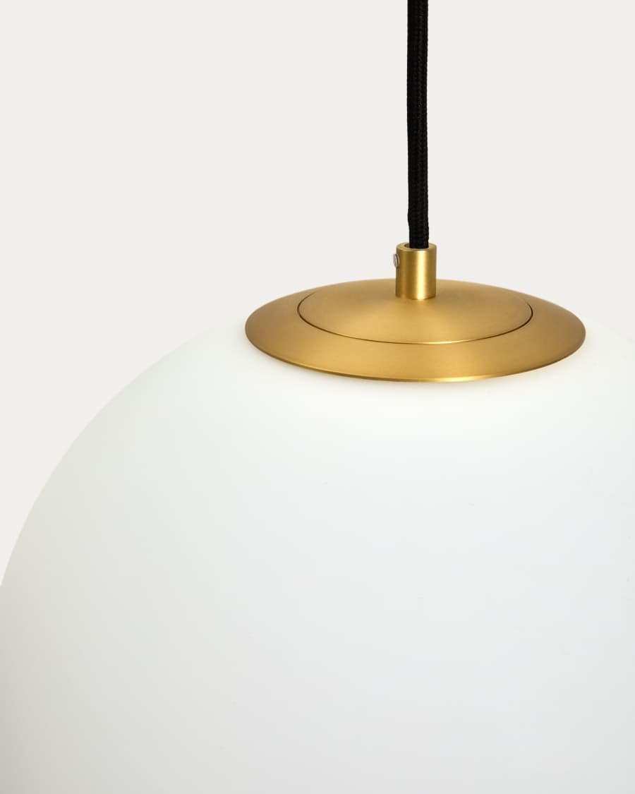 Brisia metal ceiling lamp with brushed brass finish and 1 frosted glass ball Ø30cm
