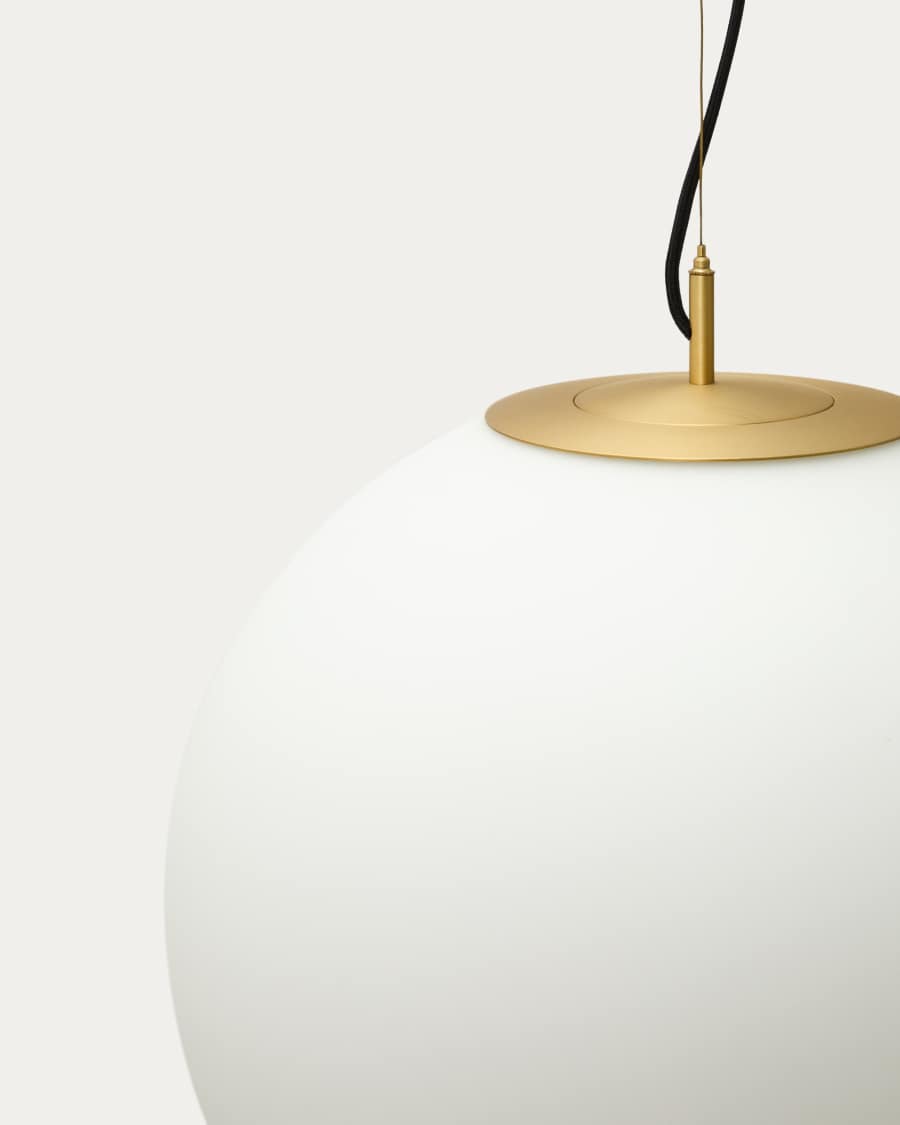 Lampada da soffitto Brisia in metallo con finitura in ottone spazzolato e 1 sfera in vetro satinato Ø50 cm