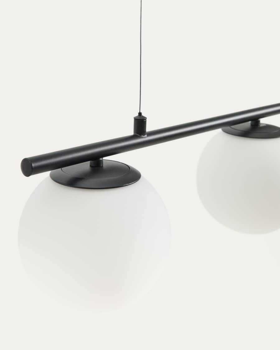 Brisia metal ceiling lamp with black finish and 3 frosted glass balls Ø15cm