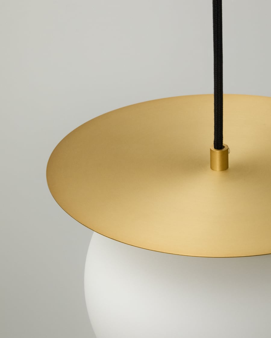 Brisia metal ceiling lamp with brushed brass finish and 1 frosted glass ball Ø20cm