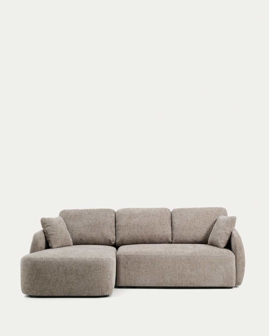 Laira 3-seater sofa bed with left chaise longue in taupe chenille 246cm FSC Mix Credit