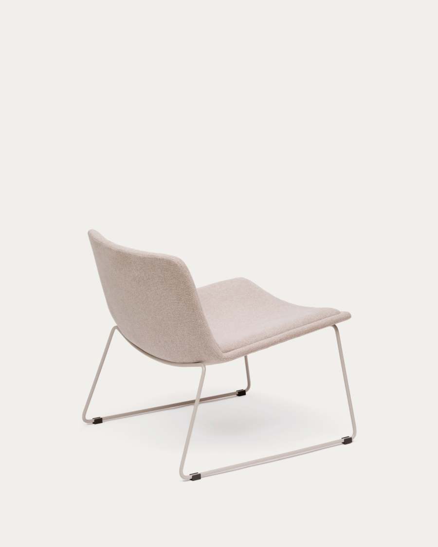 Zahara beige armchair and steel in a beige finish, 100% FSC
