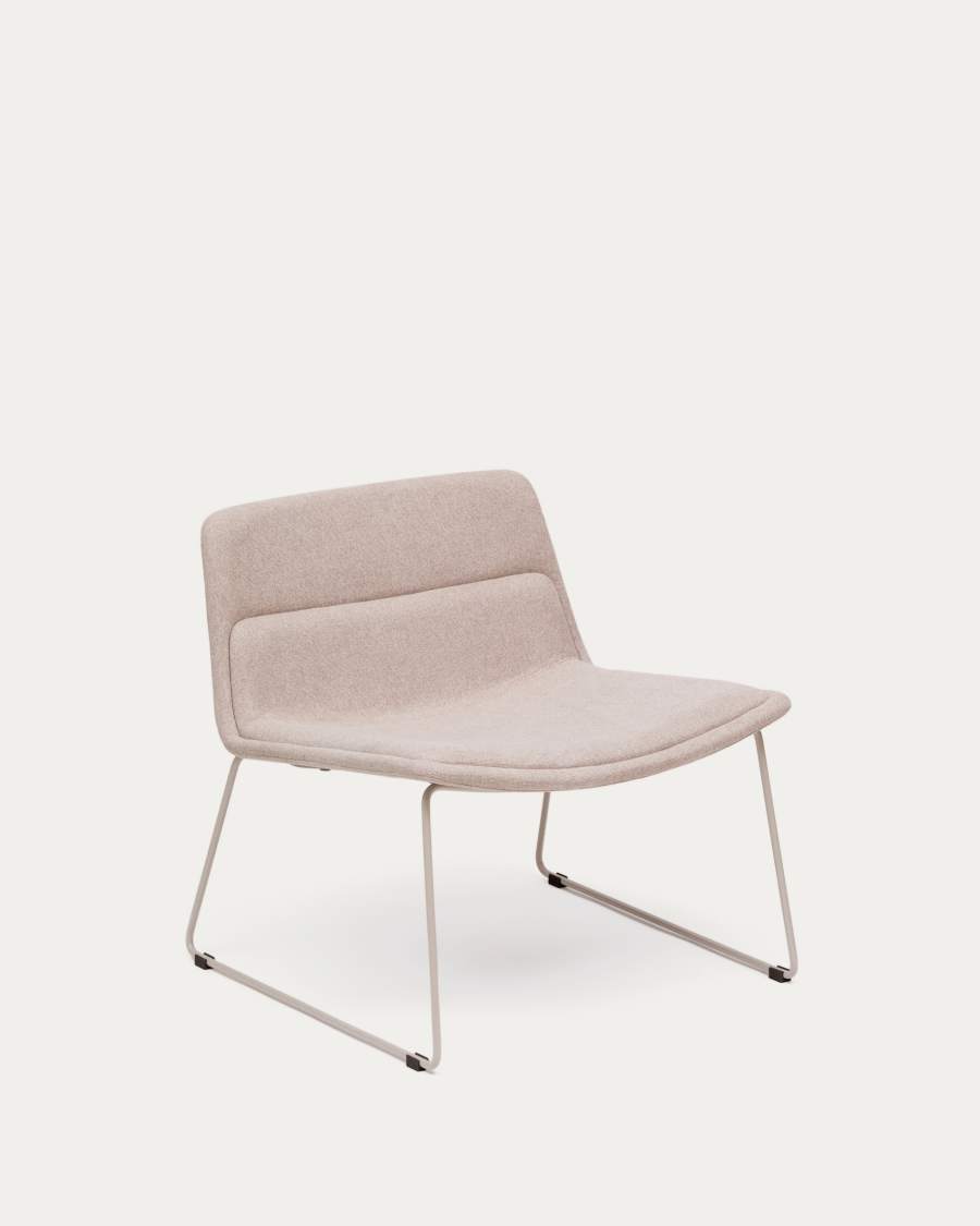 Zahara beige armchair and steel in a beige finish, 100% FSC