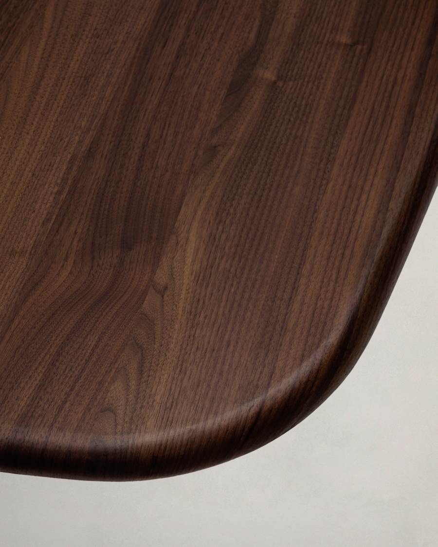 Melvar table made from walnut veneer and legs with brushed stainless steel base 180 x 100cm