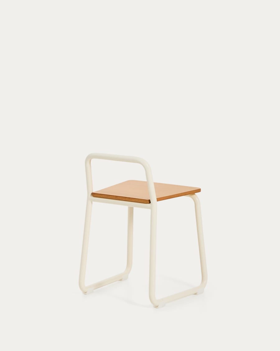 Tinn ash veneer chair with a beige metal structure