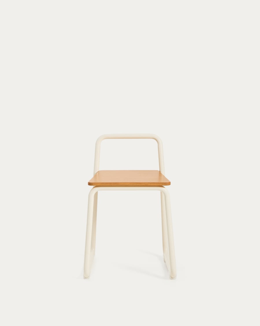 Tinn ash veneer chair with a beige metal structure