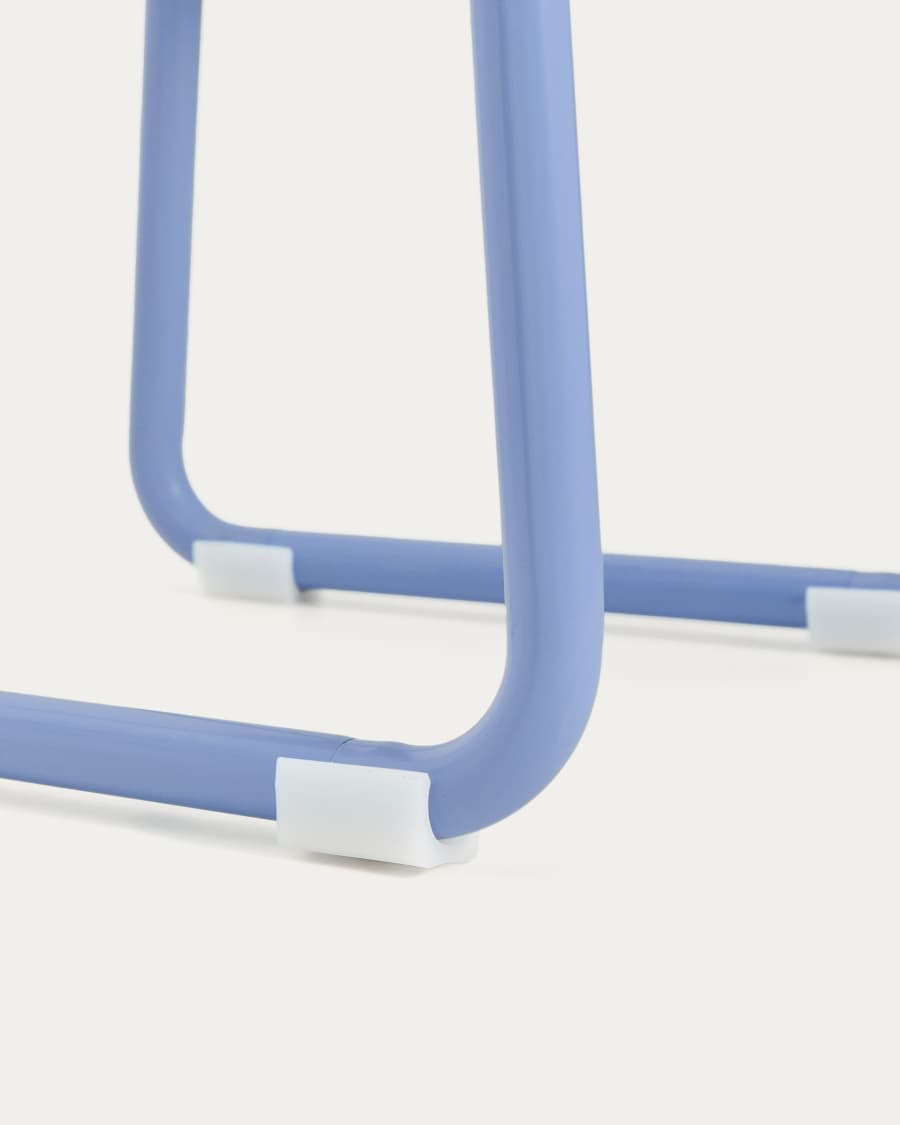 Tinn ash veneer chair with a blue metal structure