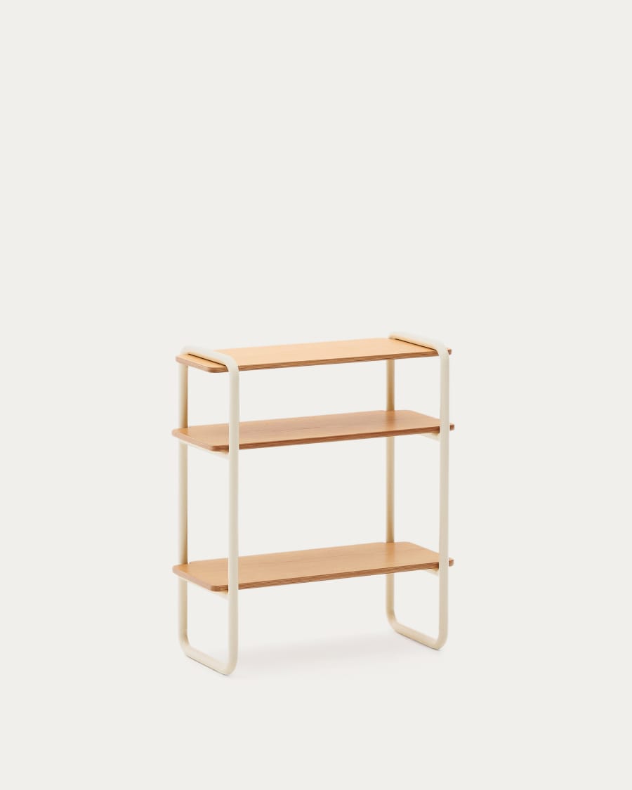 Tinn ash veneer shelf with a beige metal structure, 70 x 60 cm