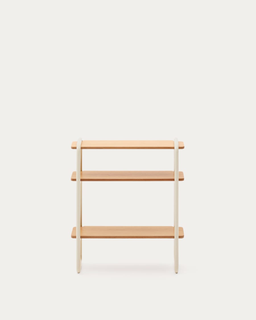 Tinn ash veneer shelf with a beige metal structure, 70 x 60 cm
