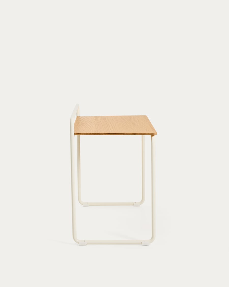 Tinn ash veneer desk with a beige metal structure, 82 x 45 cm