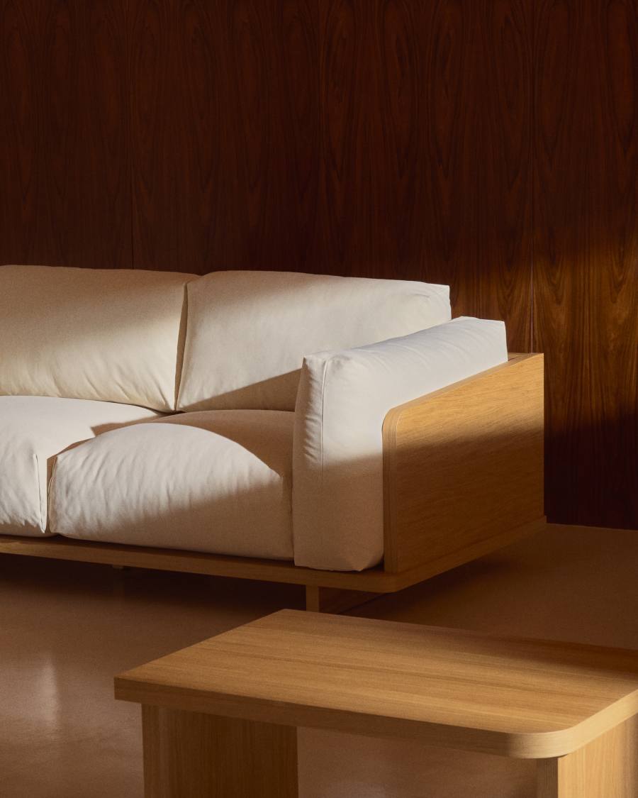 Oaq 3 seater sofa in beige, 225 cm FSC Mix Credit