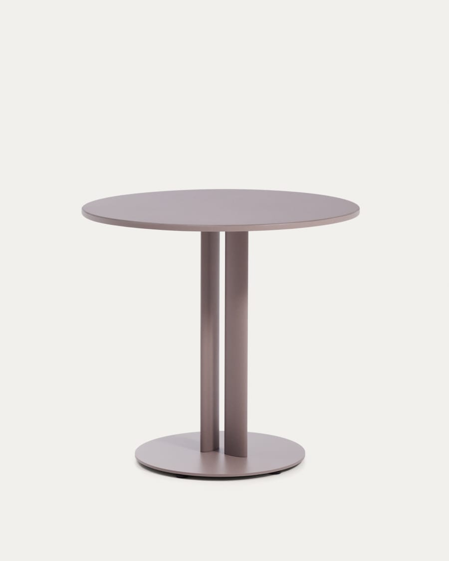 Sedalis round outdoor table in steel with taupe aluminium top Ø80cm