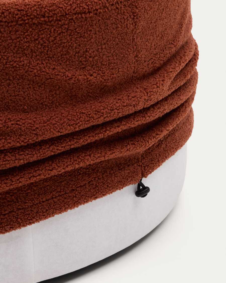 Kaeli footrest cover in terracotta bouclé Ø 90 cm
