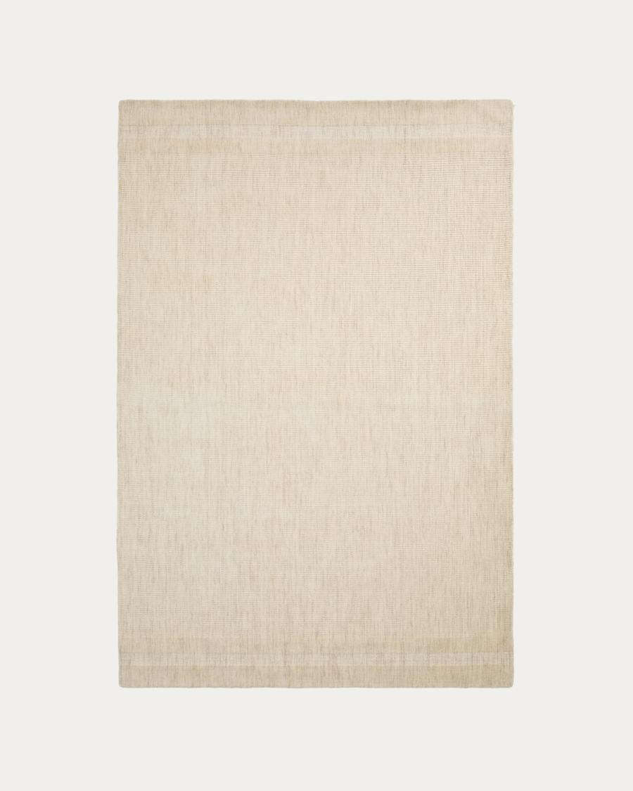 Wollteppich Dalena mit Jacquard-Streifenmuster, beige, 230 x 160 cm