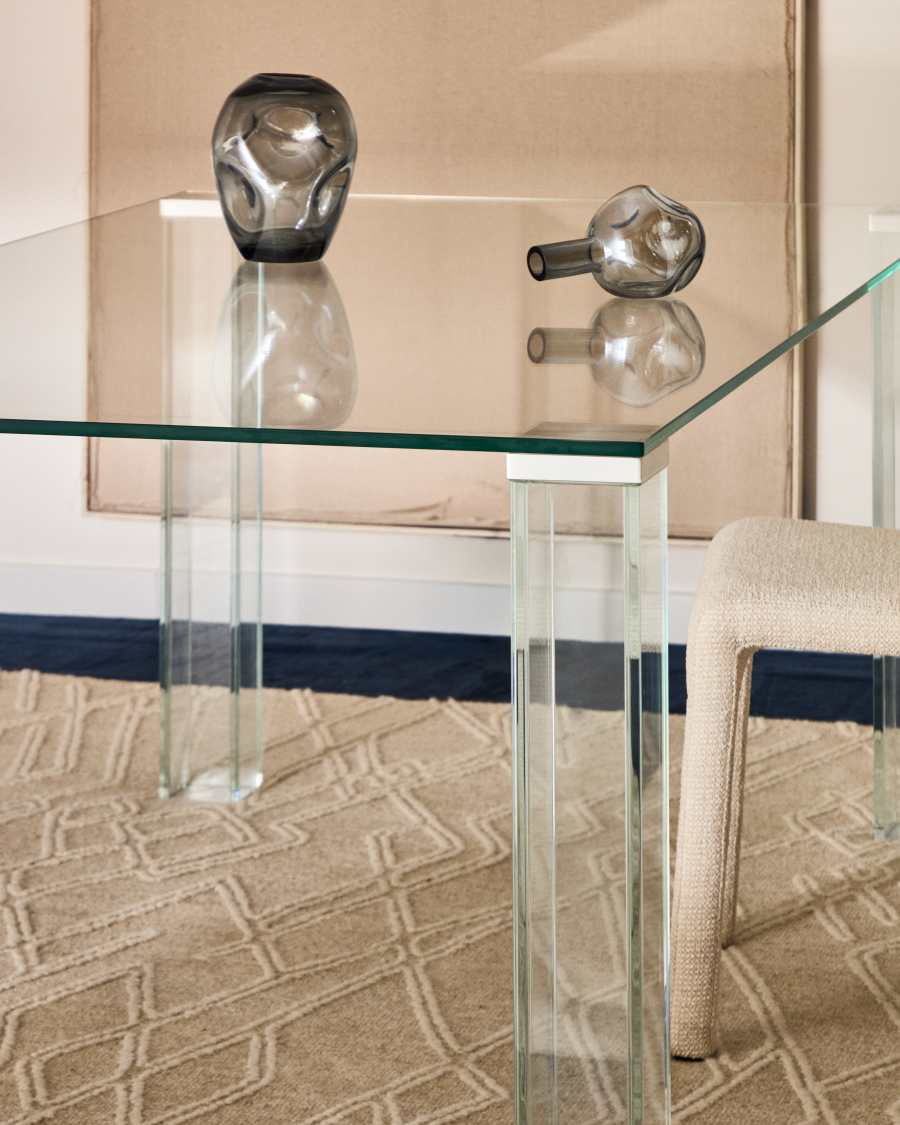 Adularia transparante tafel van gehard glas 160 x 90 cm