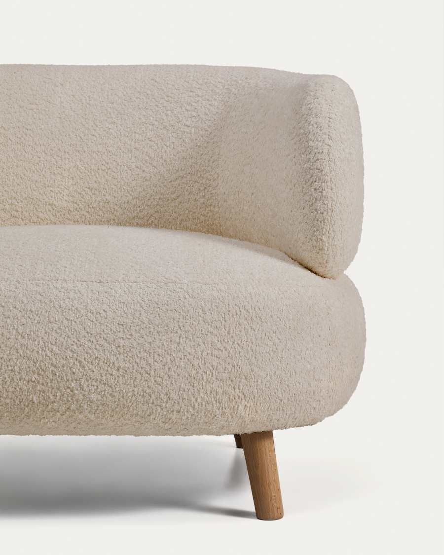 Luisa fire-retardant beige bouclé armchair with solid beech wood legs 90cm