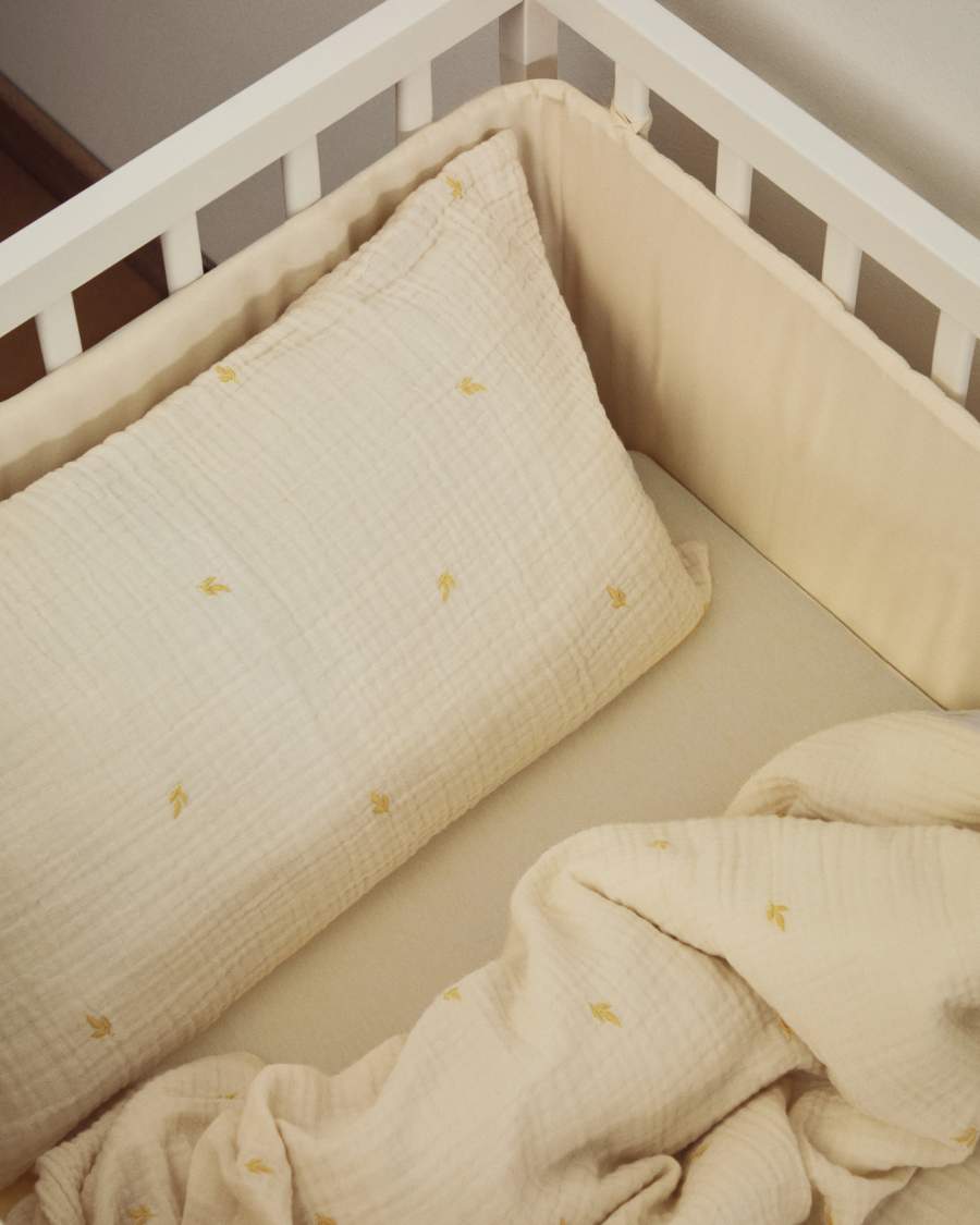 Tandani beige 100% cotton cot protector for convertible cot 30 x 180cm