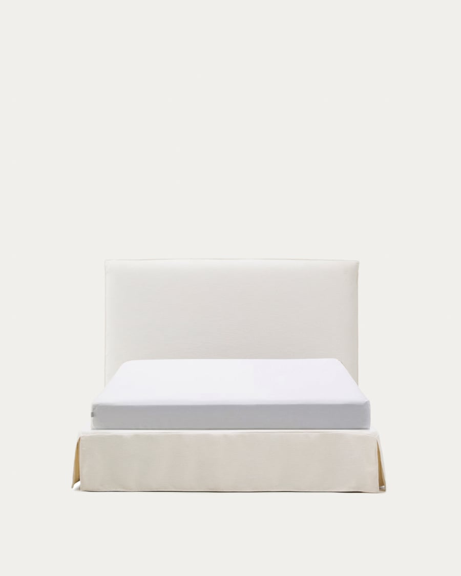Jaira white chenille bed with removable cover for mattress 150x190cm FSC Mix Credit