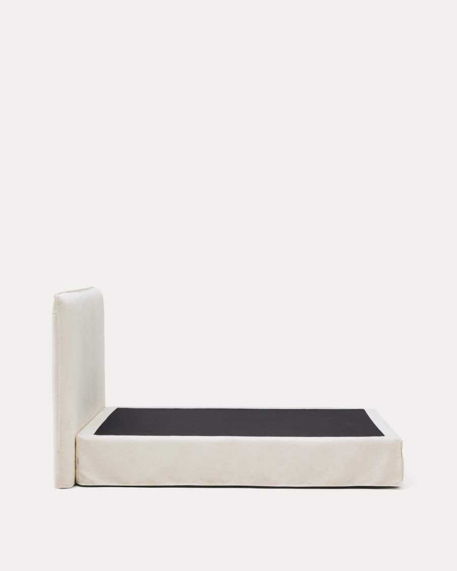 Jaira white chenille bed with removable cover for mattress 150x190cm FSC Mix Credit
