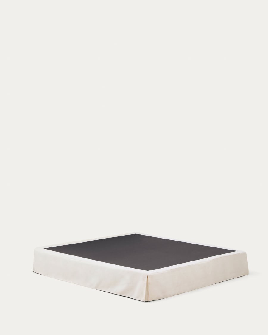 Jaira bed base with removable cover in white chenille for 180 x 200cm mattress