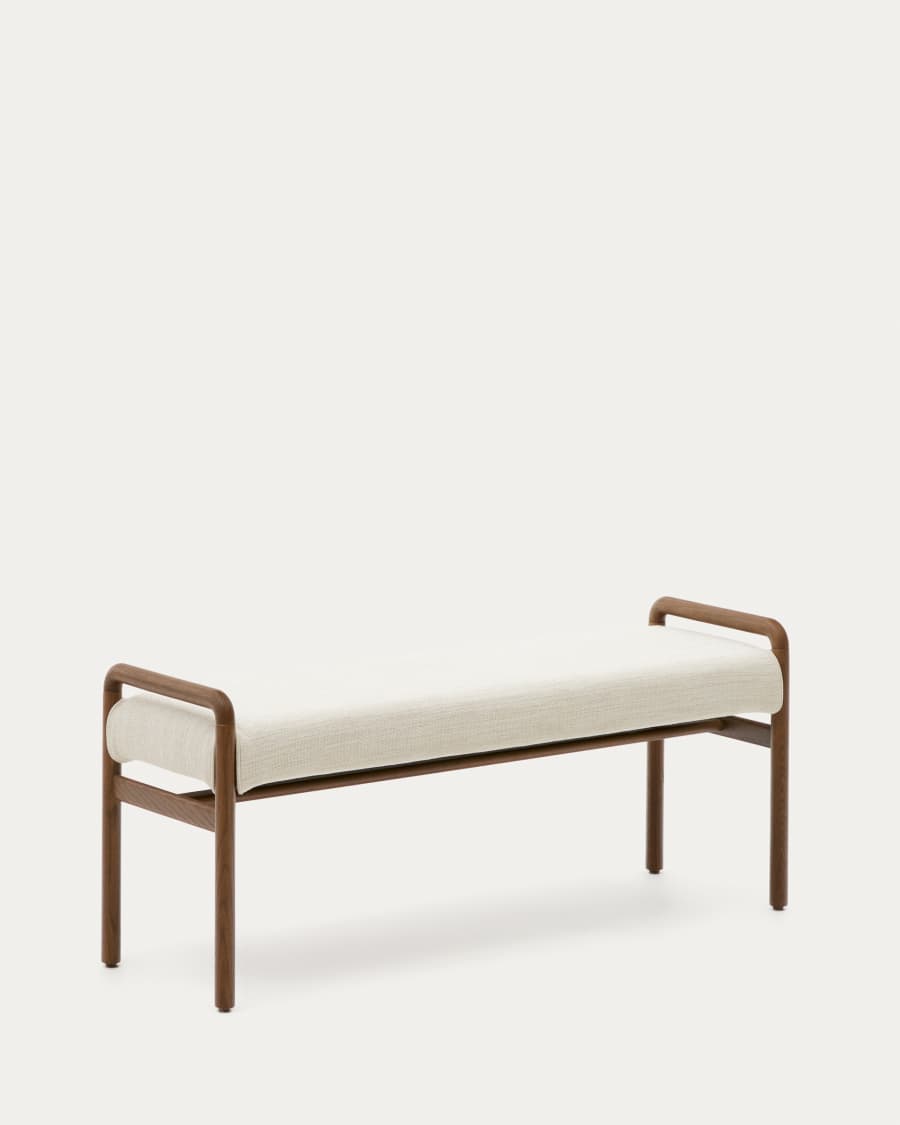 Macaret bench with removable cover solid oak wood with walnut finish 120 cm FSC Mix Credit