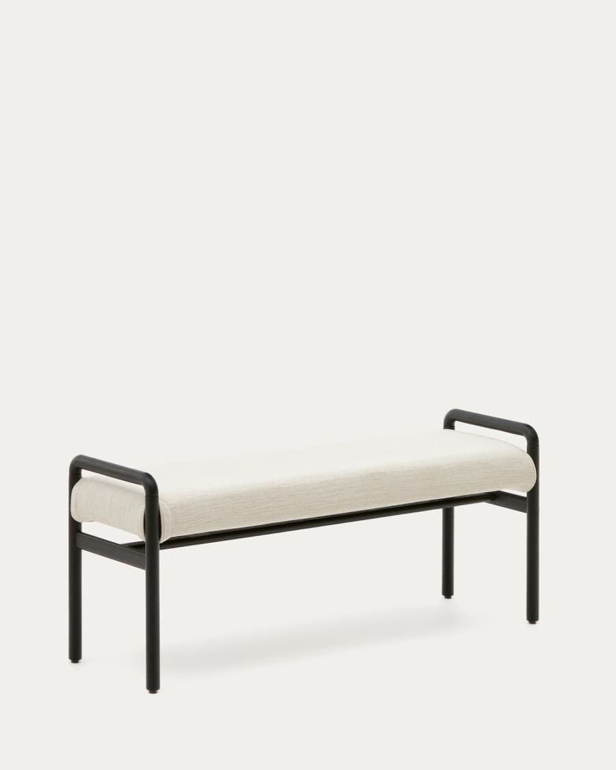 Macaret bench with removable cover solid oak wood with black finish 120 cm FSC Mix Credit