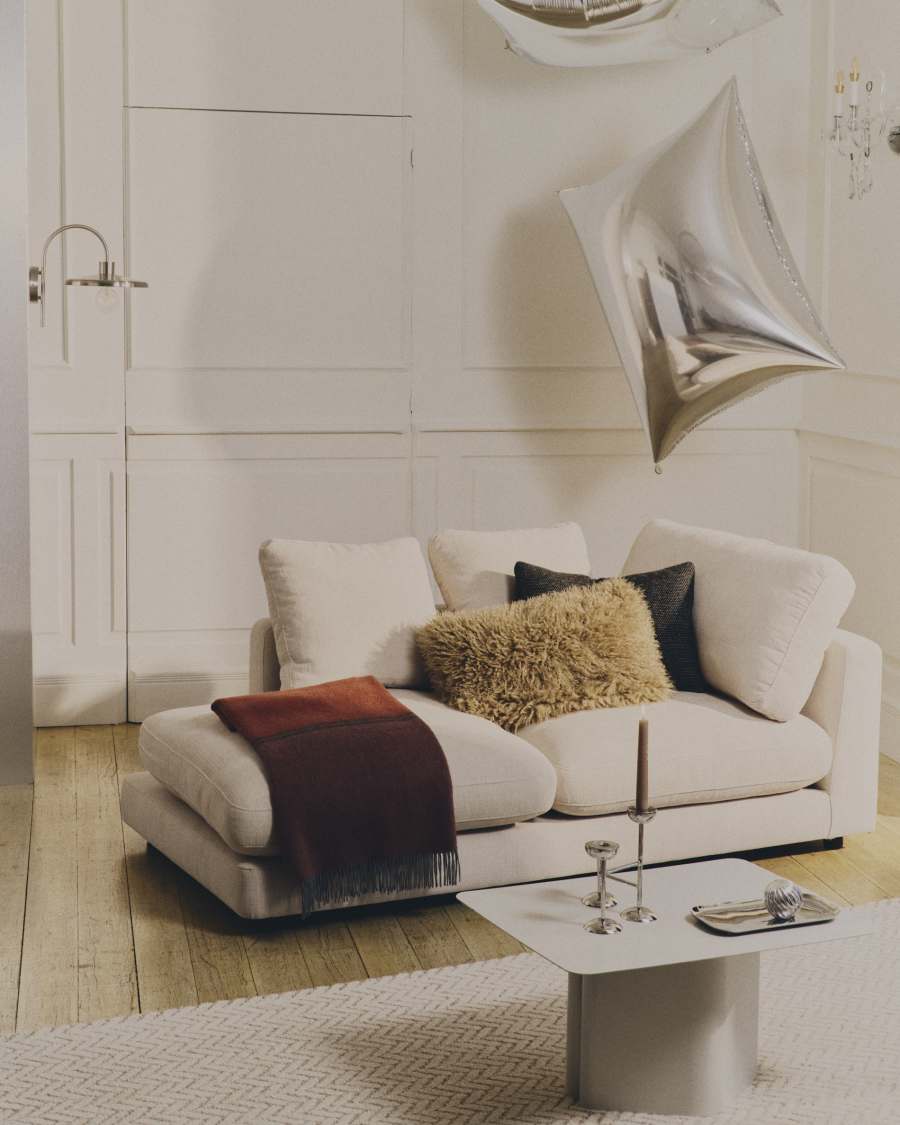 Wollteppich Calira mit Jacquard-Flechtmuster, beige, 300 x 200 cm