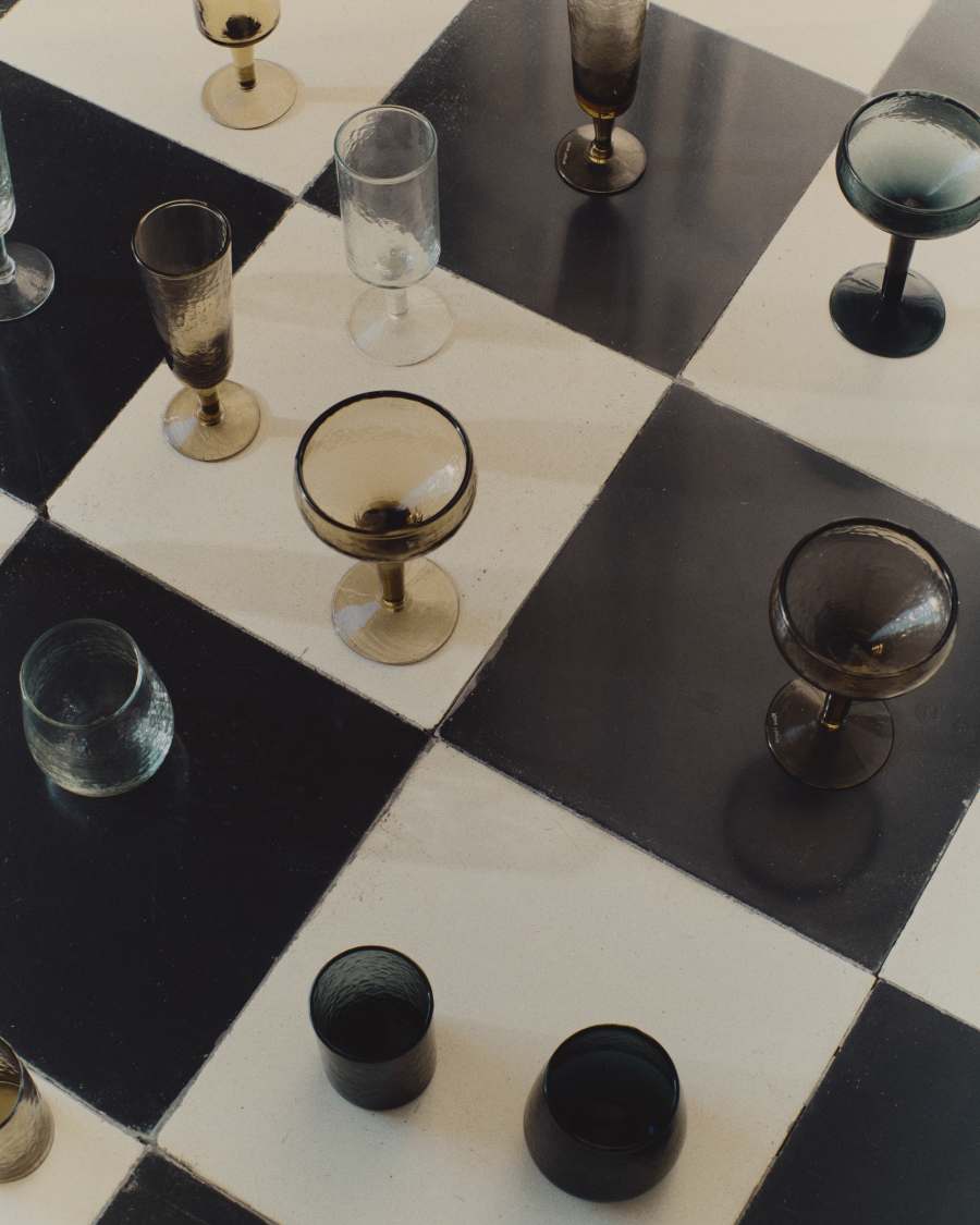 Sileia cup made of blue recycled glass