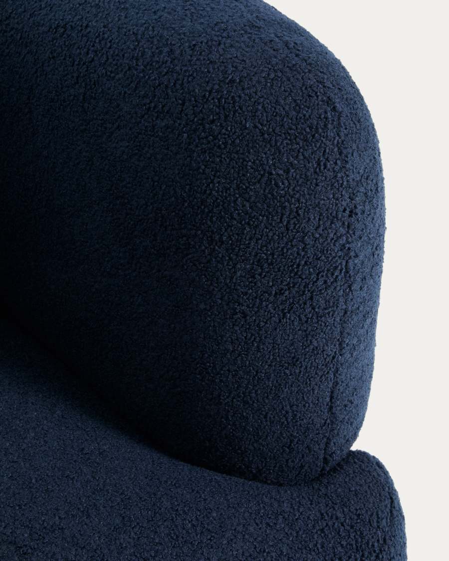 Martina navy blue bouclé swivel armchair with cushion FSC Mix Credit