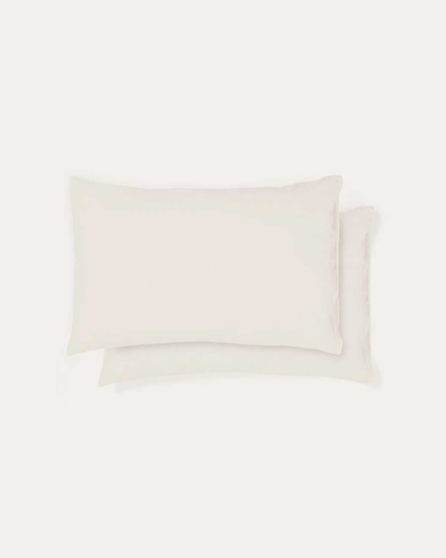 Simmel set of 2 beige cotton and linen pillow cases 50 x 70cm