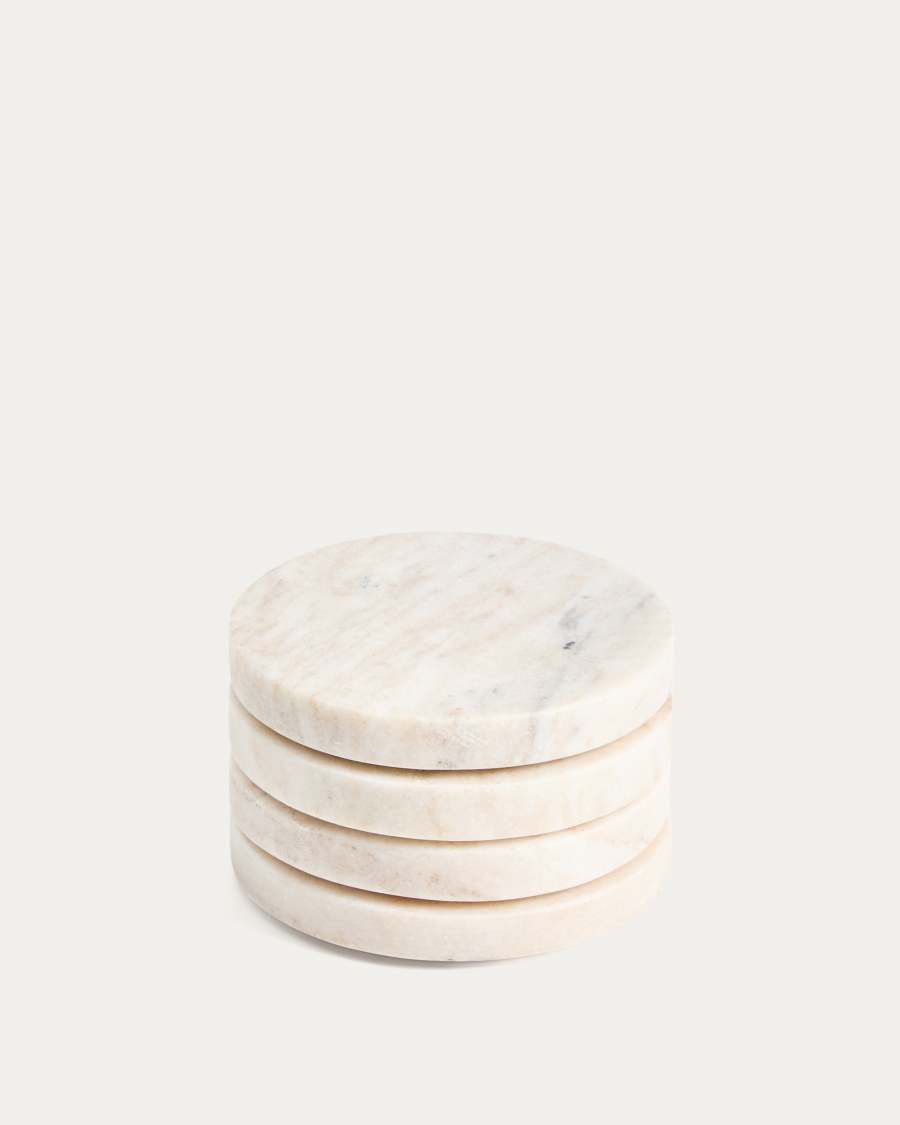 Nuvir set of 4 beige marble coasters