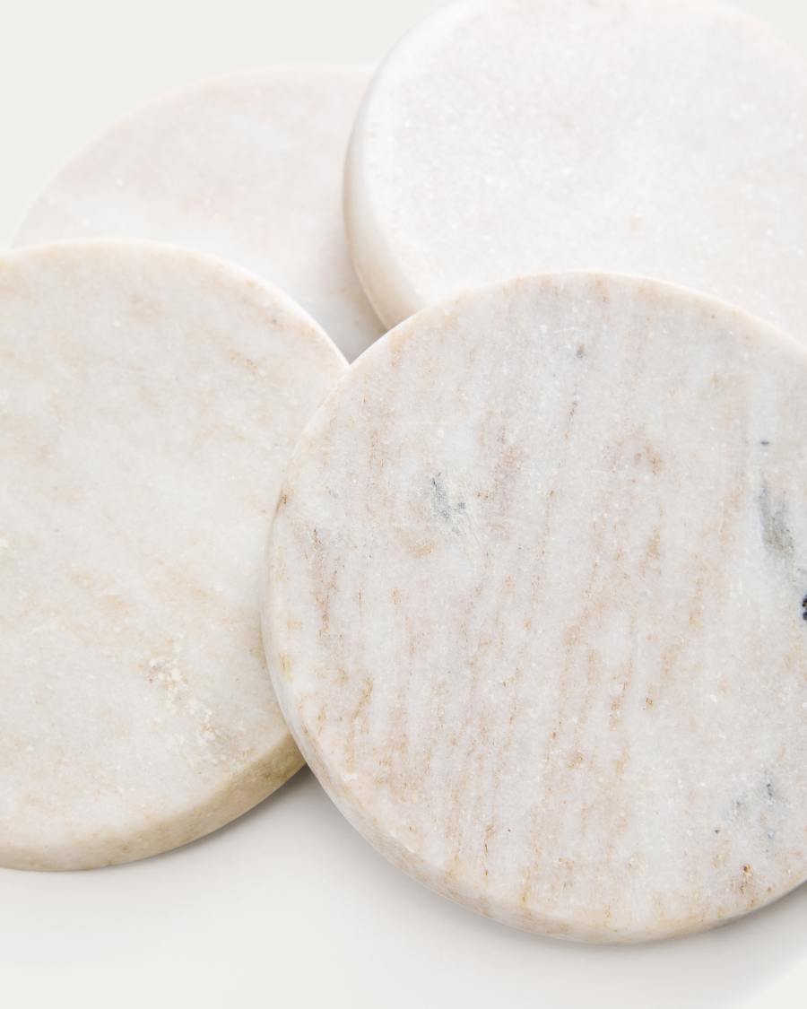 Nuvir set of 4 beige marble coasters