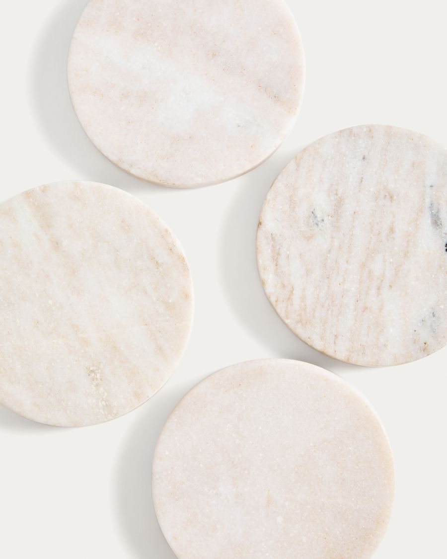 Nuvir set of 4 beige marble coasters