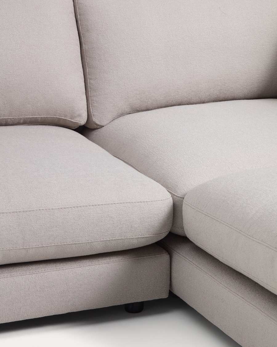 Divano Gala 4 posti in micro bouclé grigio con chaise longue destra FSC Mix Credit 300 cm