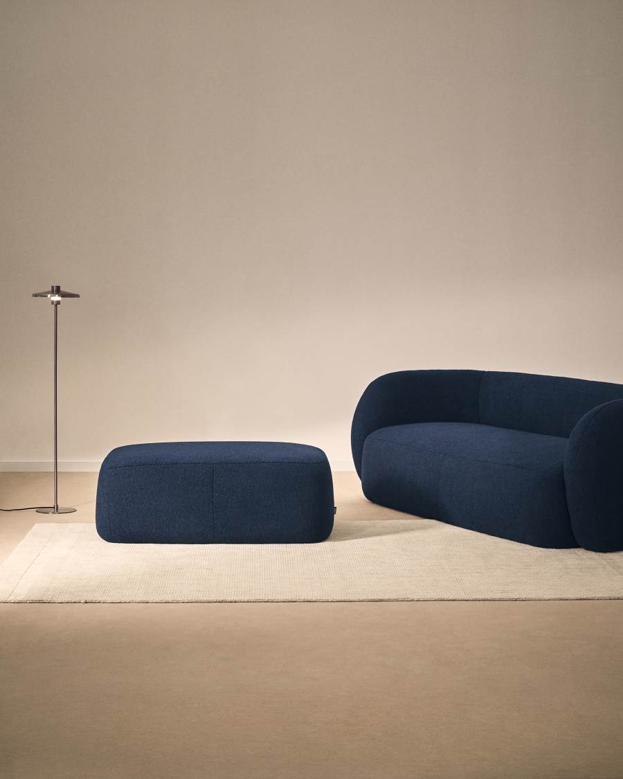 Martina navy blue bouclé footrest 123 x 85 cm FSC Mix Credit