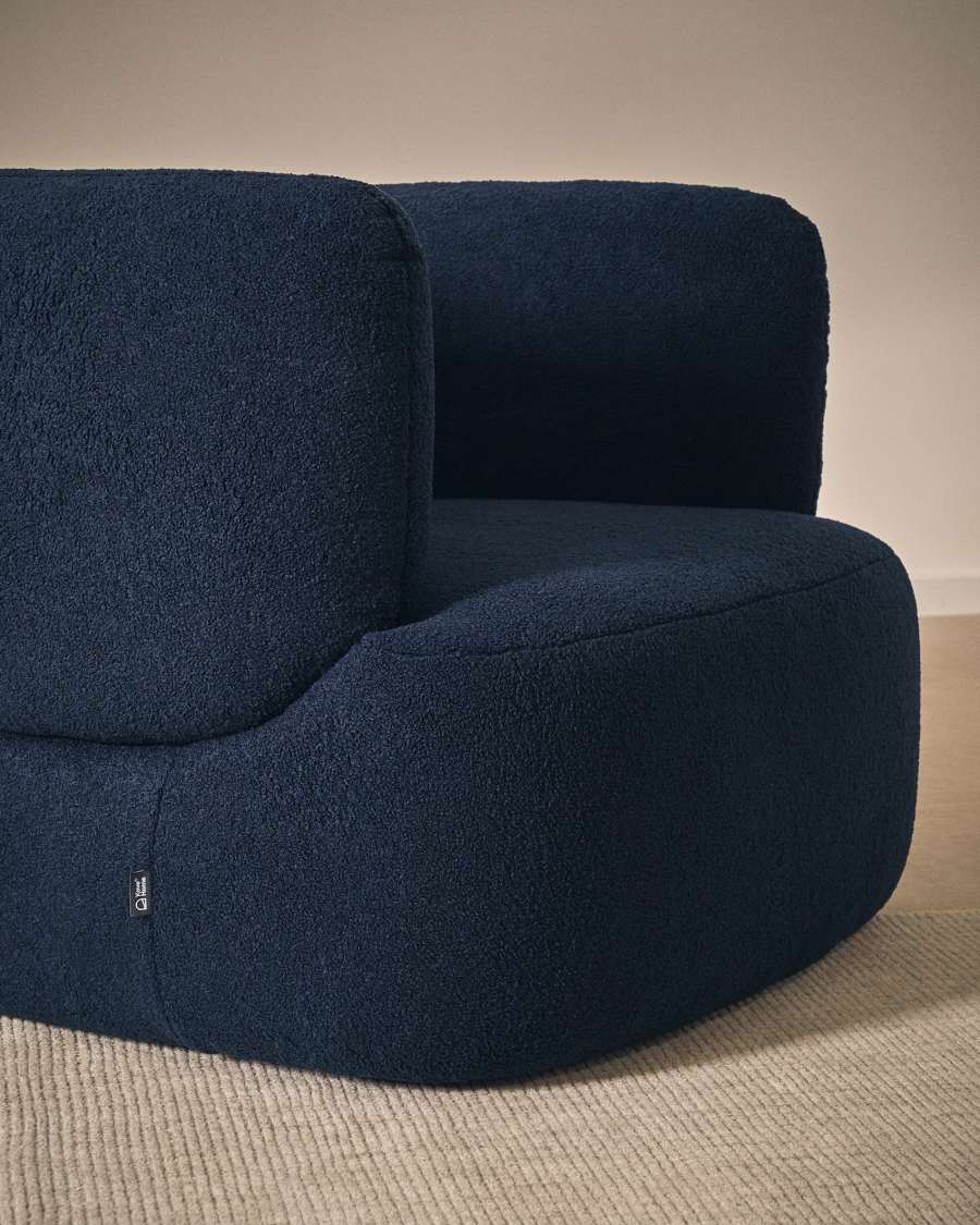 Martina navy blue bouclé armchair with cushion FSC Mix Credit