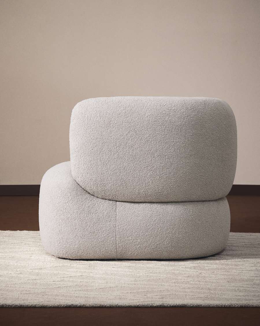 Fotel obrotowy Martina z poduszką z bouclé w kolorze szarym FSC Mix Credit