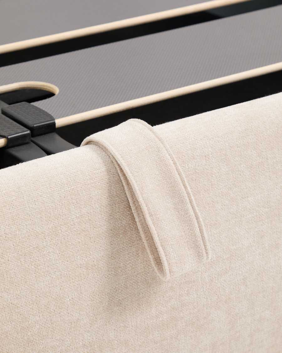 Dafra beige chenille removable-cover bed with ottoman base for 160 x 200 cm mattress