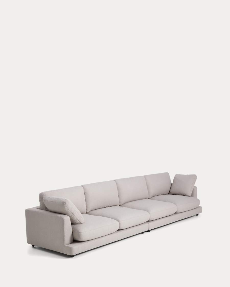 Gala 6-seater grey micro bouclé sofa FSC Mix Credit 390 cm